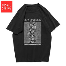 Load image into Gallery viewer, COSMIC STRING 100% cotton summer men's T-shirts Joy Division Unknown Pleasure punk COOL T-shirt rock hipster t shirt tee shirts