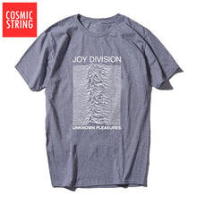 Load image into Gallery viewer, COSMIC STRING 100% cotton summer men's T-shirts Joy Division Unknown Pleasure punk COOL T-shirt rock hipster t shirt tee shirts