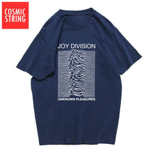 Load image into Gallery viewer, COSMIC STRING 100% cotton summer men's T-shirts Joy Division Unknown Pleasure punk COOL T-shirt rock hipster t shirt tee shirts